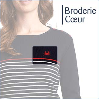 broderie coeur sur pull marin